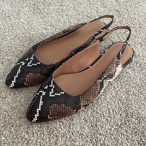 Madewell Margot slingback flat in Snake Embossed Leather